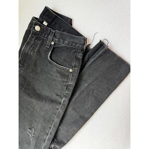 AGOLDE Cherie Jeans Black Distressed High Rise Straight‎ Leg Denim Women Size 26
